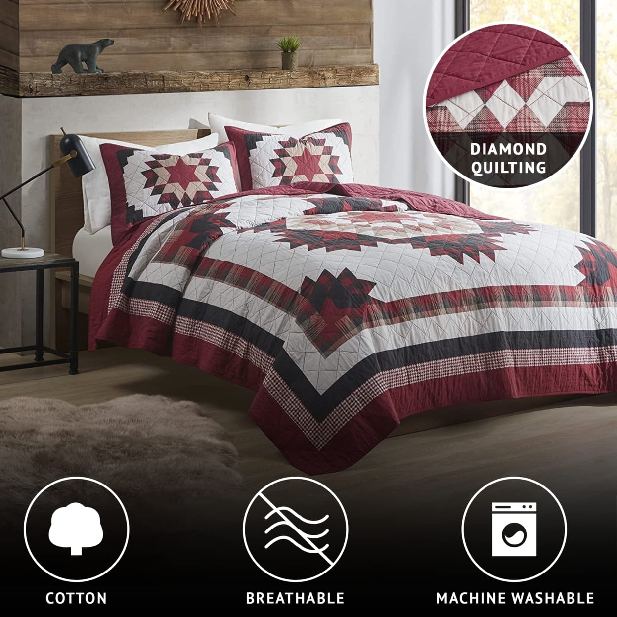 Reversible Quilt Set, Full/Queen, Red