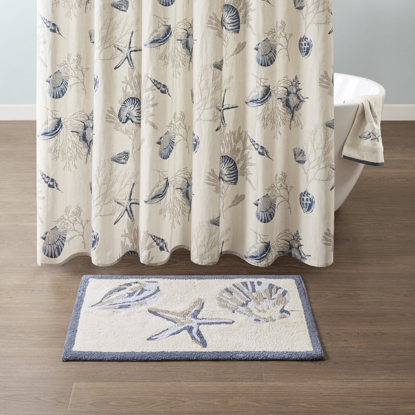 Cotton Bathroom Rug Reversible Coastal Machine Washable