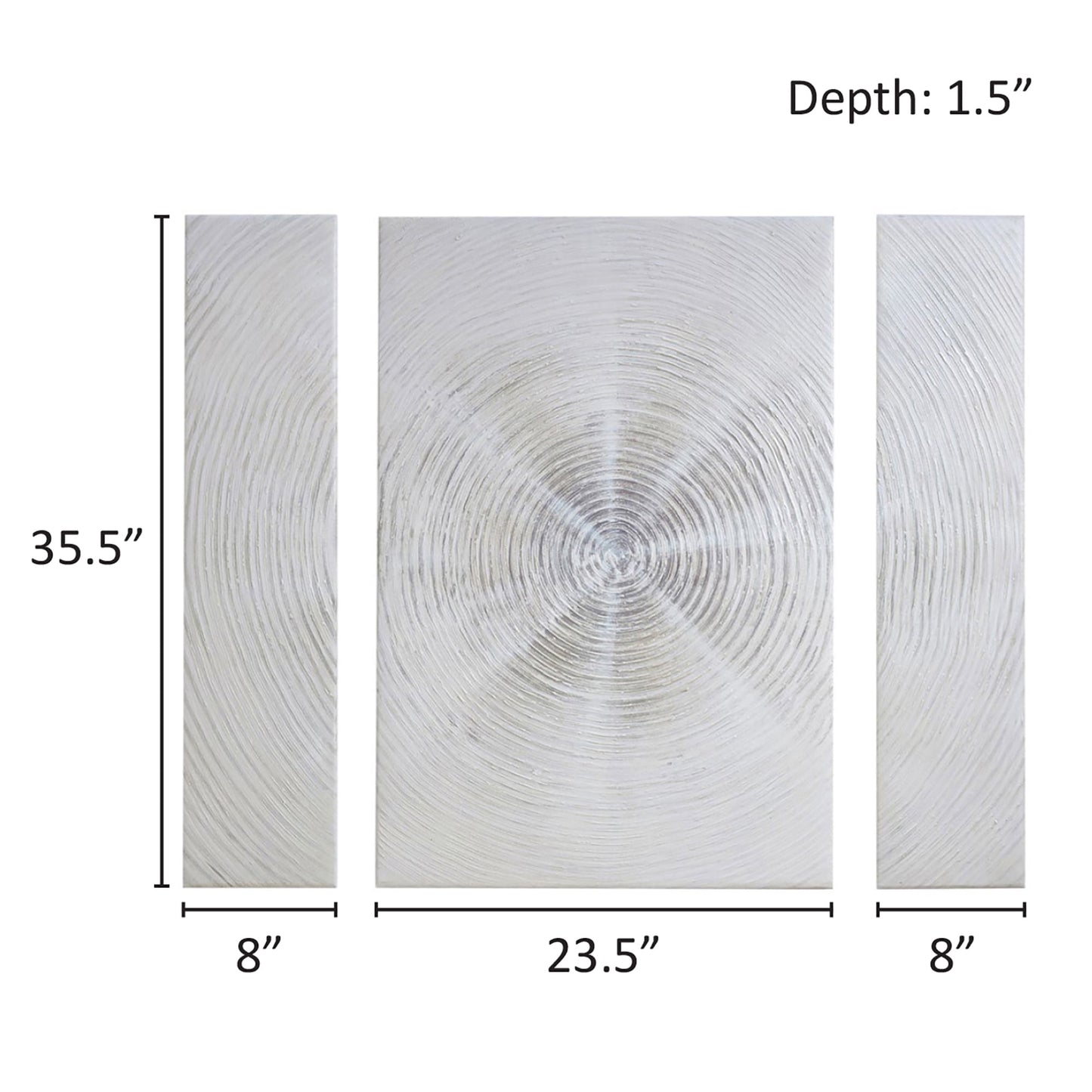 3-piece Canvas Wall Art Set, Silver Sand Hand Embellished Abstract