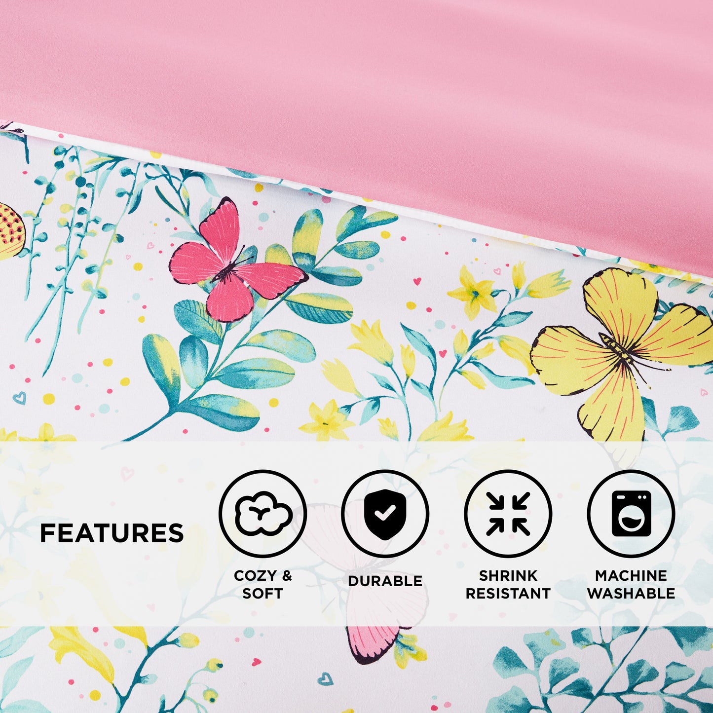 Printed Butterfly Comforter Set with Decor Pillow