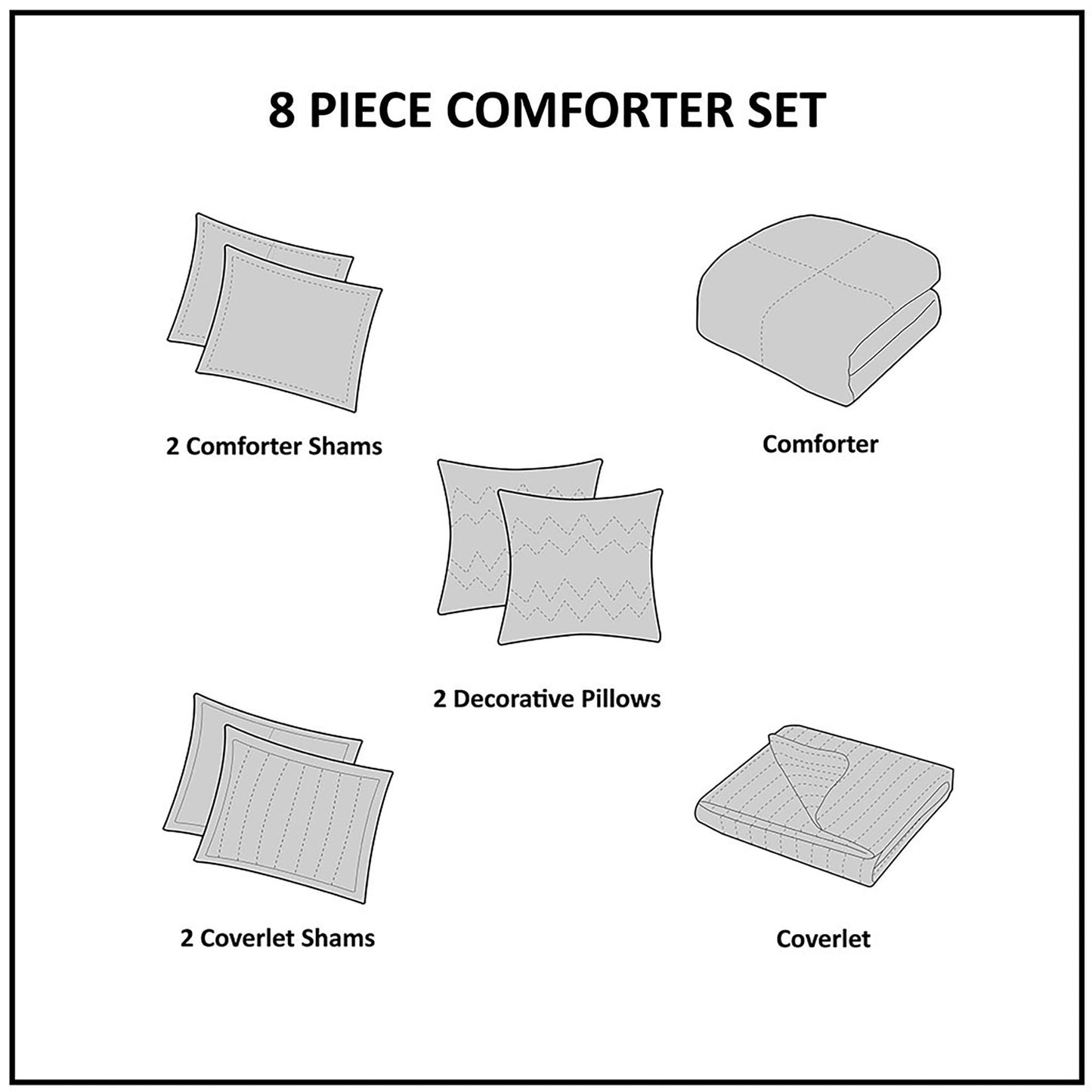 8 Piece Printed Seersucker Comforter and Quilt Set Collection, Yellow