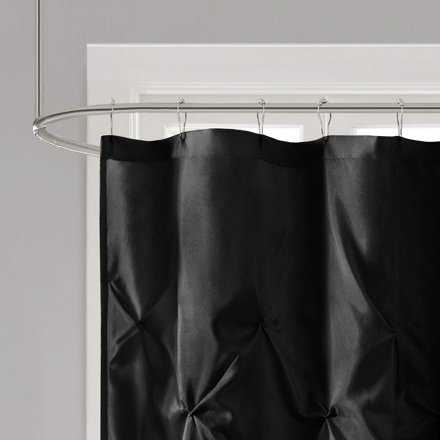 Shower Curtain Faux Satin Bath Curtain with 12 Button Holes Lightweight Bathroom Curtain Decor