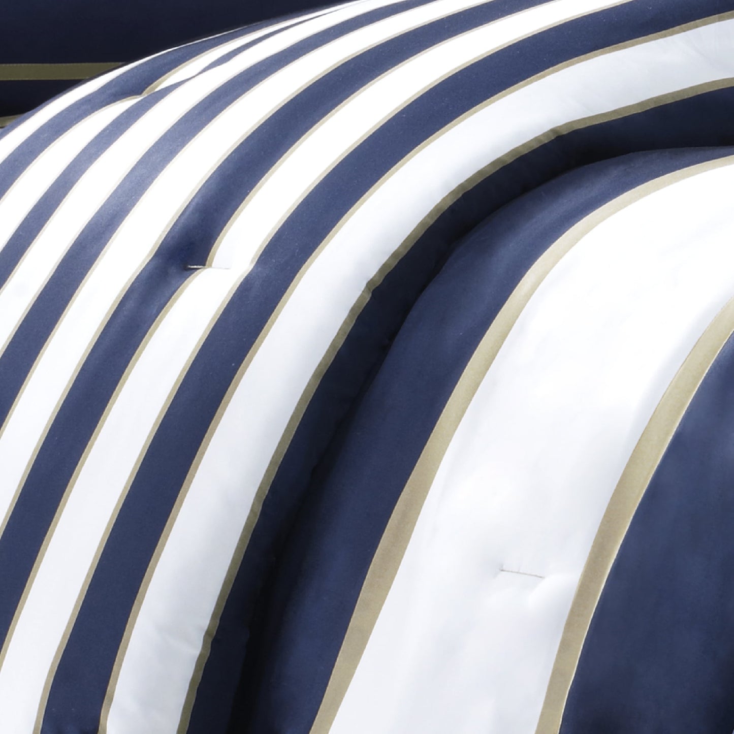 4-Piece Striped Child Comforter Set with Decor Pillow, All Season Boy Bedding Set, Khaki/Navy