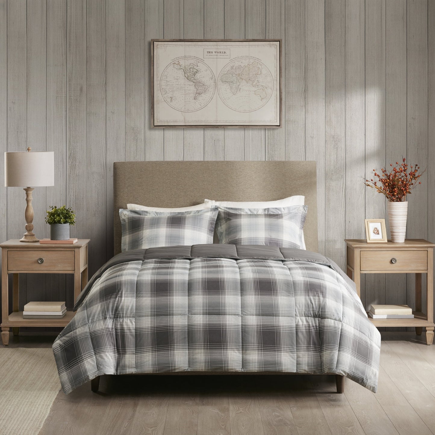 Woodsman Softspun Down Alternative Comforter Mini Set, Grey