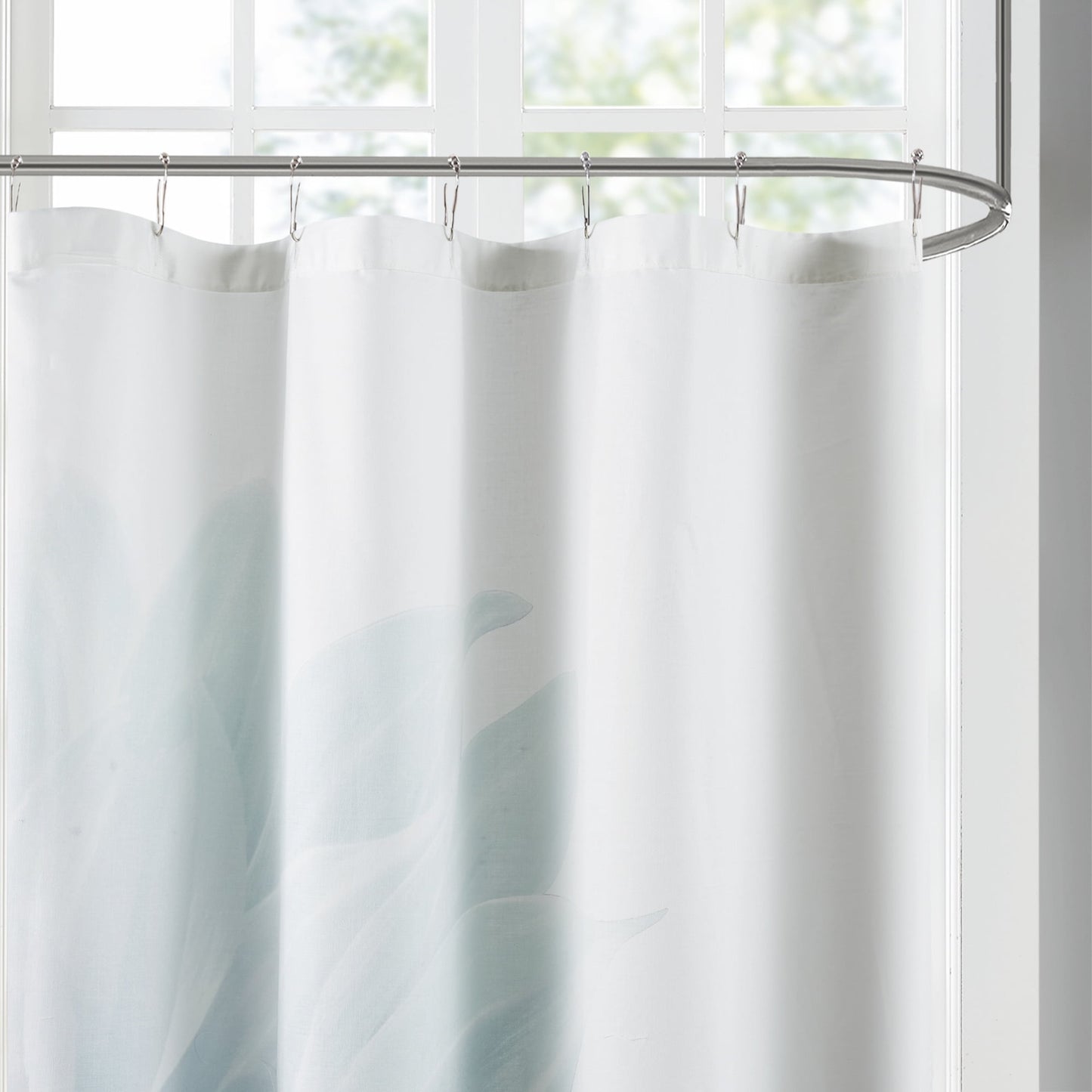 Large Flower Cotton Floral Shower Curtain with 12 Button Holes, 72" x 72"