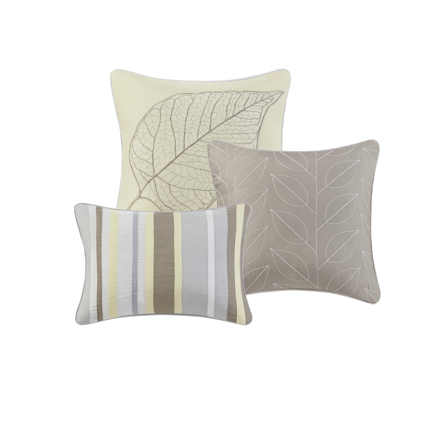 Reversible Botanical Embroidered Bed in a Bag Quilt Set, Yellow