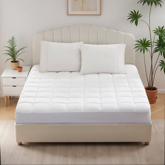 Quilted Fitted Mattress Cover - Extra Thick Mattress Topper with Deep Pocket Mattress Pad Highline