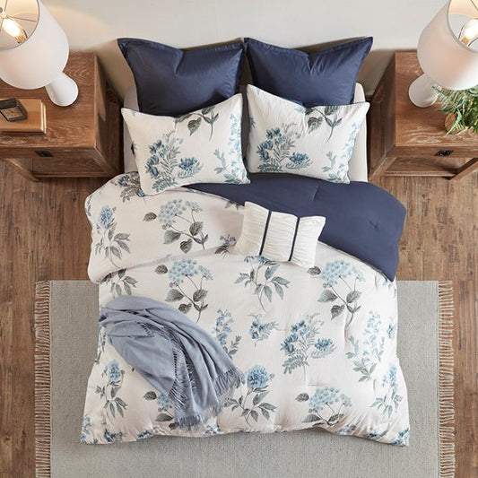 Printed Seersucker Comforter Set with Throw Blanket