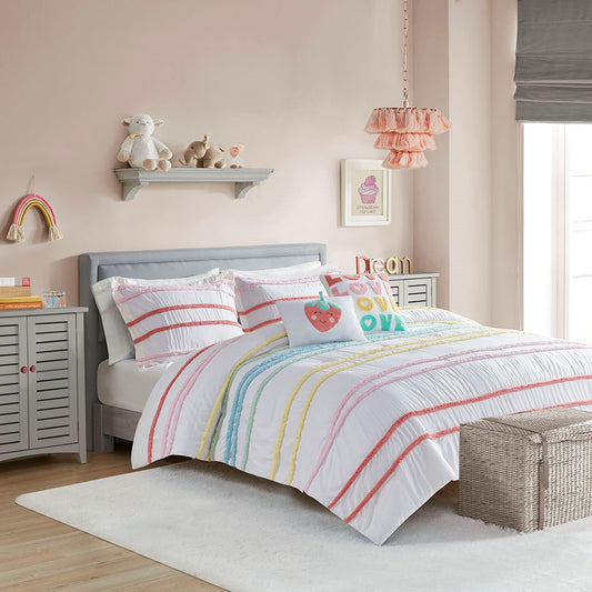 Cotton Comforter Set with Chenille Trim