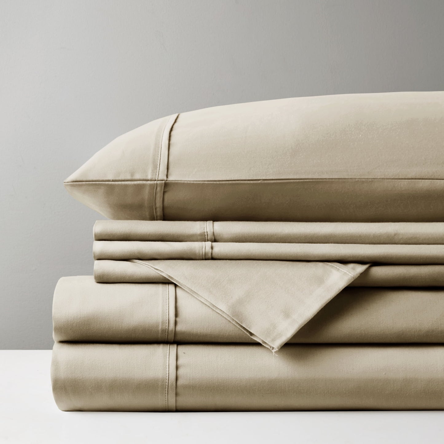 800 Thread Count Cotton Blend Sateen Sheet Set, Solid Plain Bed Sheets