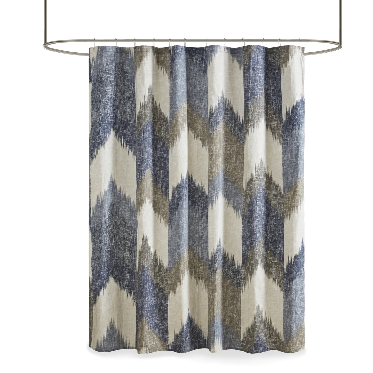 Chevron Shower Curtain 100% Cotton Bathroom Curtain with 12 Button Holes