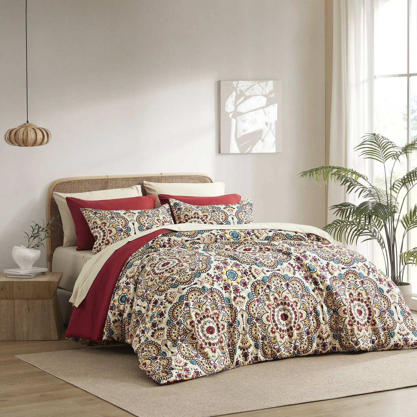 Bed in a Bag Bedding Comforter Set with Comforter, Flat Sheets, Fitted Sheets with Side Pockets for College Dorm
