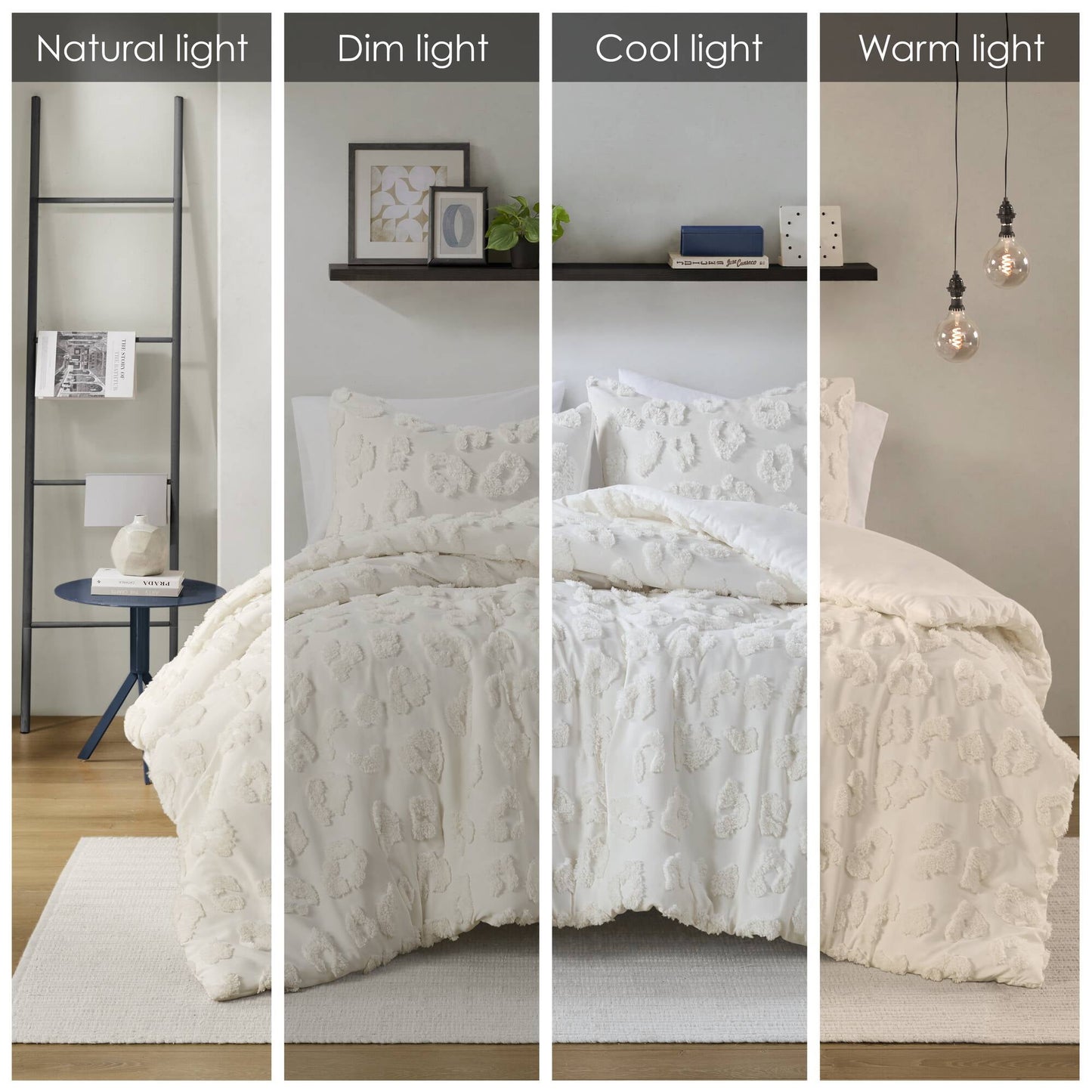 Comforter Set Animal Chenille 2pcs Bedding Set, Off-White