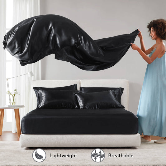 Satin Luxury Wrinkle Free Sheet Set with Pillowcases
