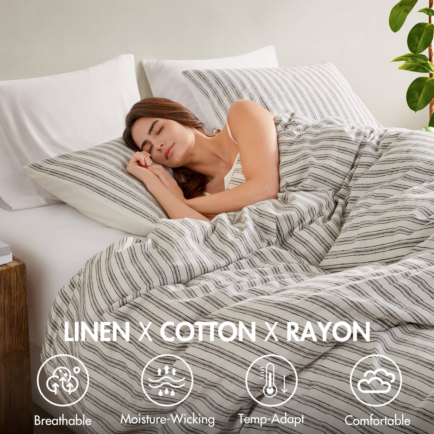 Duvet Cover Set, Striped Duvet Cover, Bedding Set with Pillow Shams