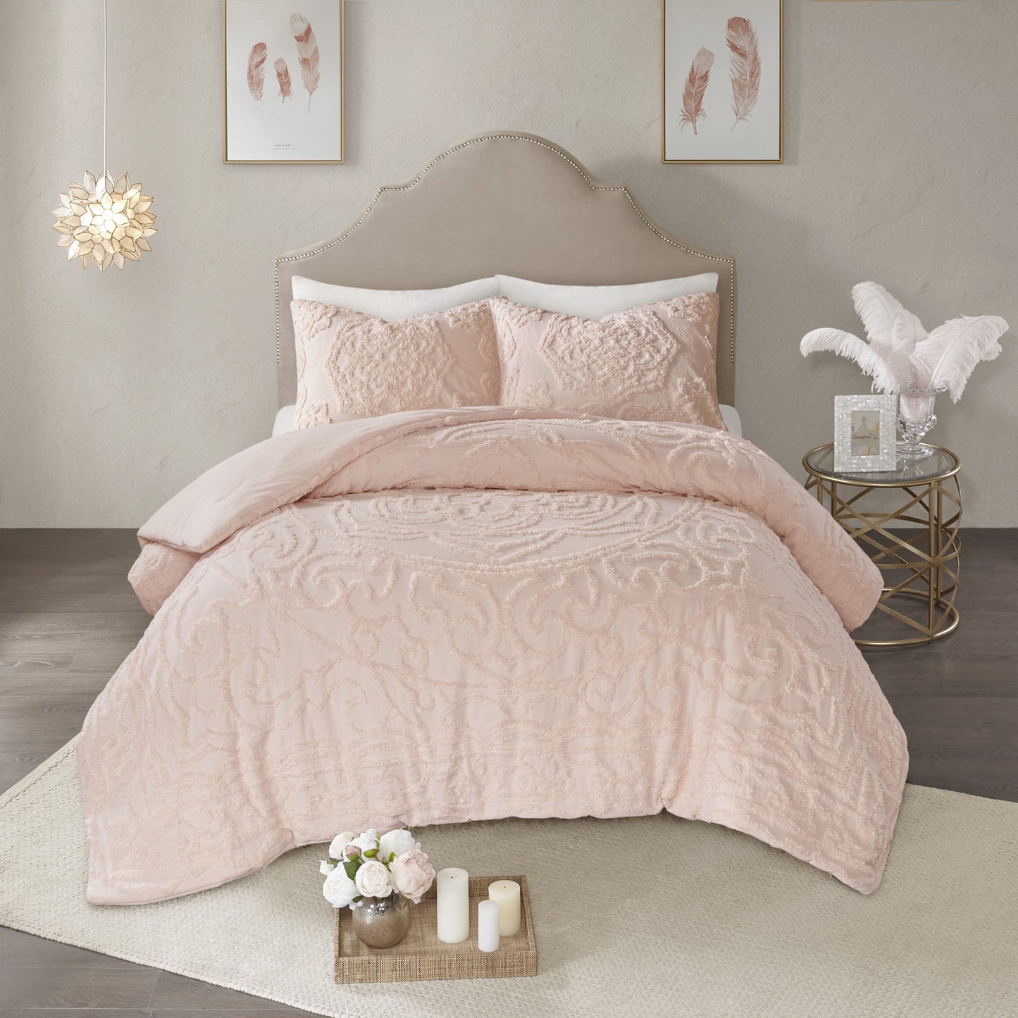 3 Piece Cotton Chenille Comforter Set