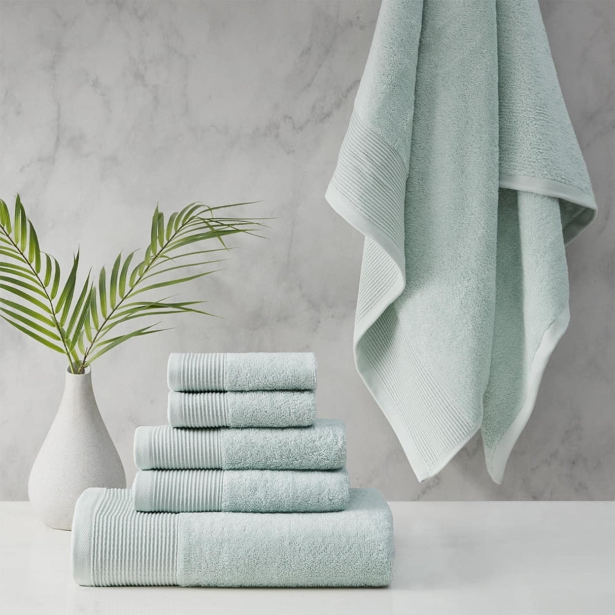 6-Piece Modern Cotton and Tencel Lyocel Towel Set