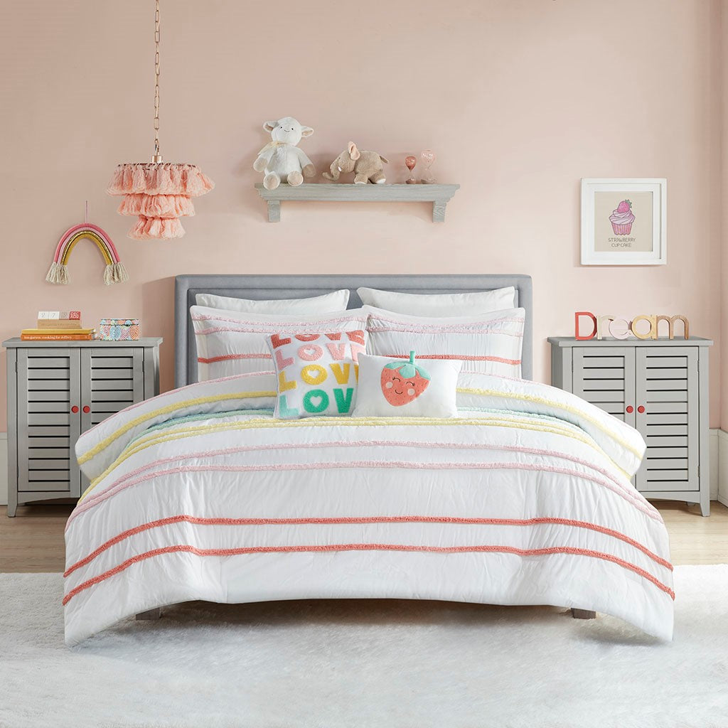 Cotton Comforter Set with Chenille Trim