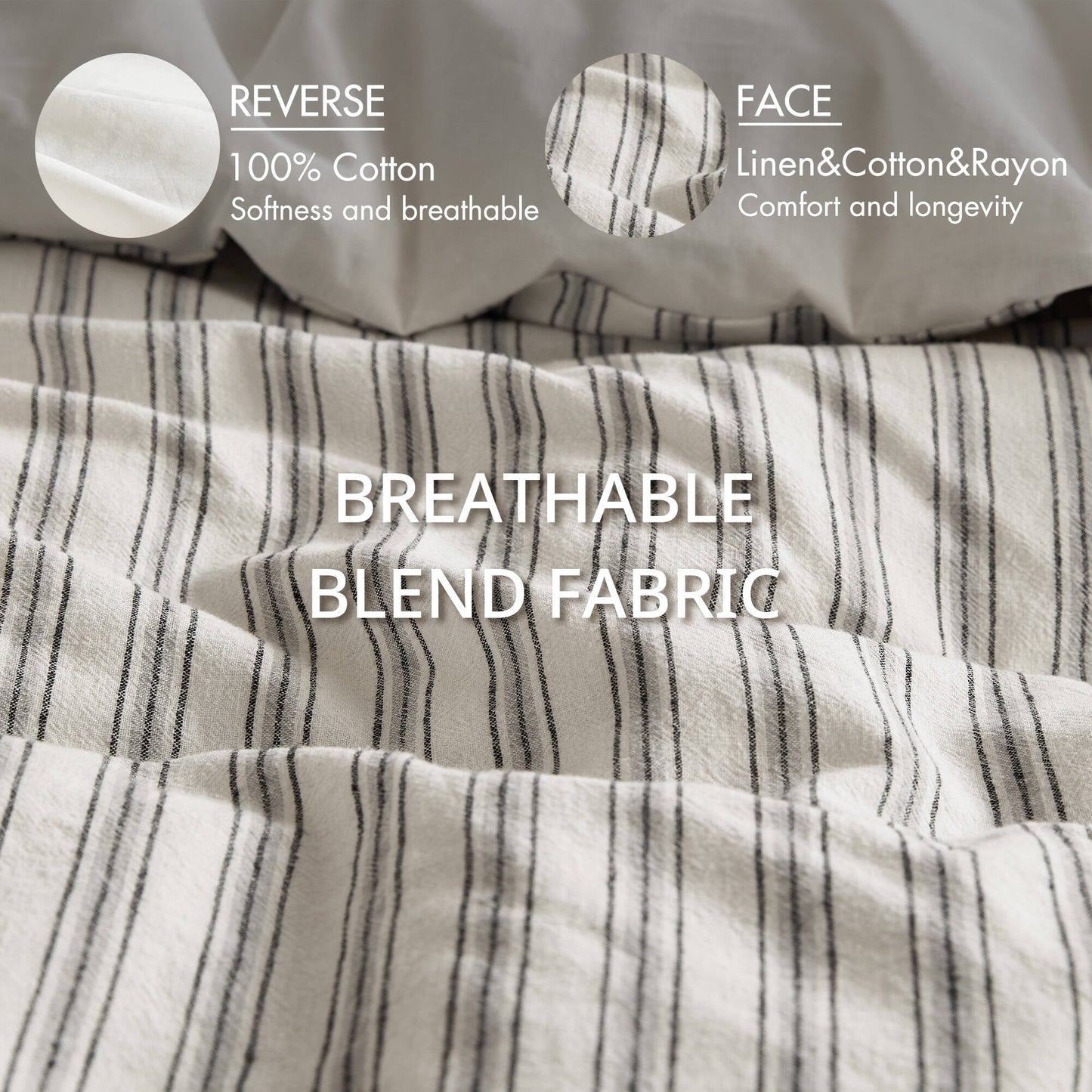 Duvet Cover Set, Striped Duvet Cover, Bedding Set with Pillow Shams