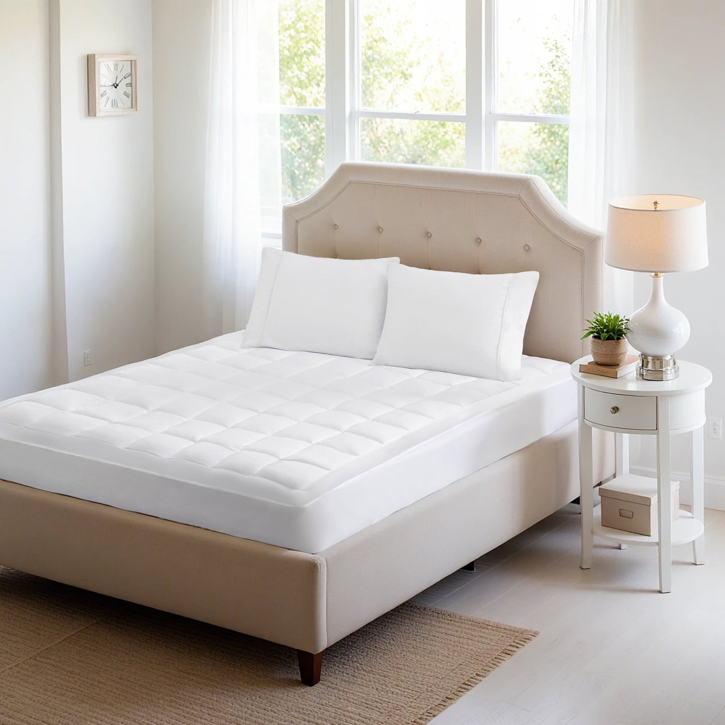 Quilted Fitted Mattress Cover - Extra Thick Mattress Topper with Deep Pocket Mattress Pad Highline