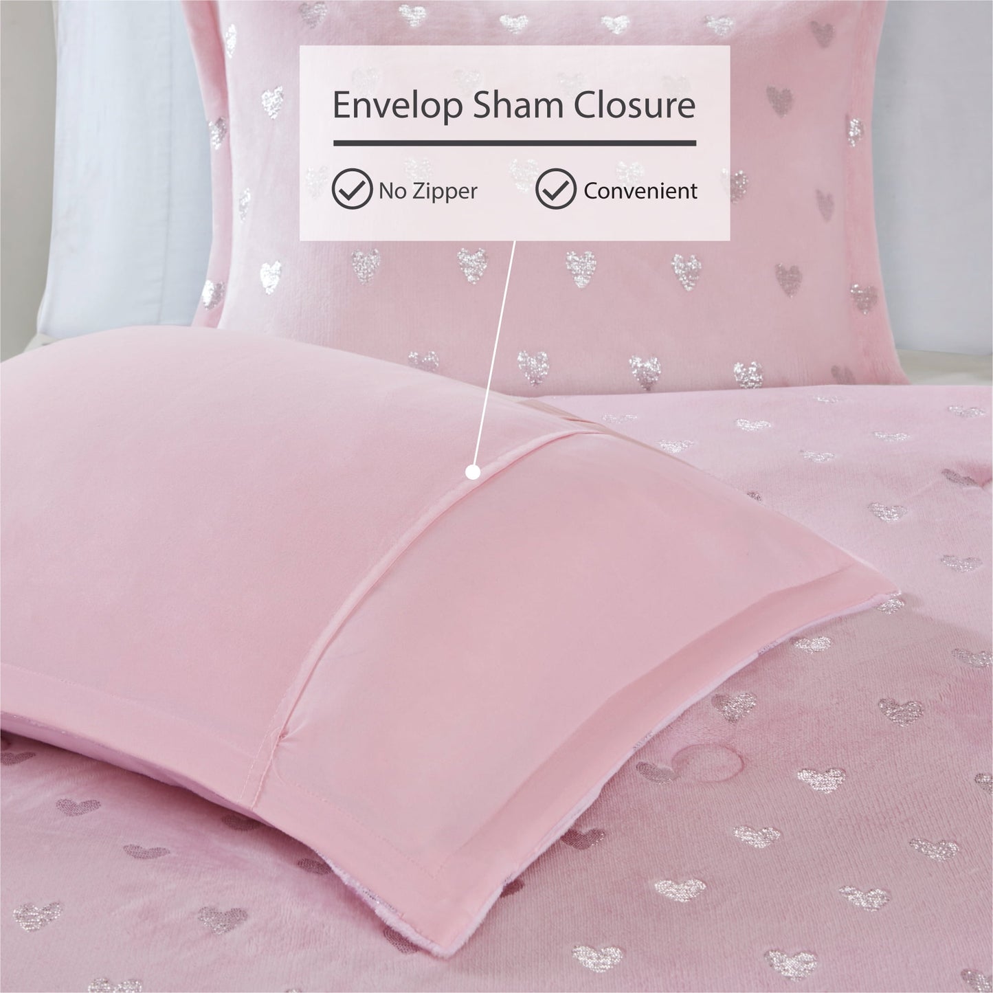 4-Piece Kids Comforter Set, Metallic Printed Plush Dorm Comforter Bedding Set