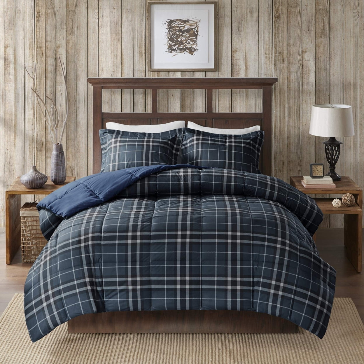 Cozyspun Down Alternative Comforter Mini Set, King, Navy