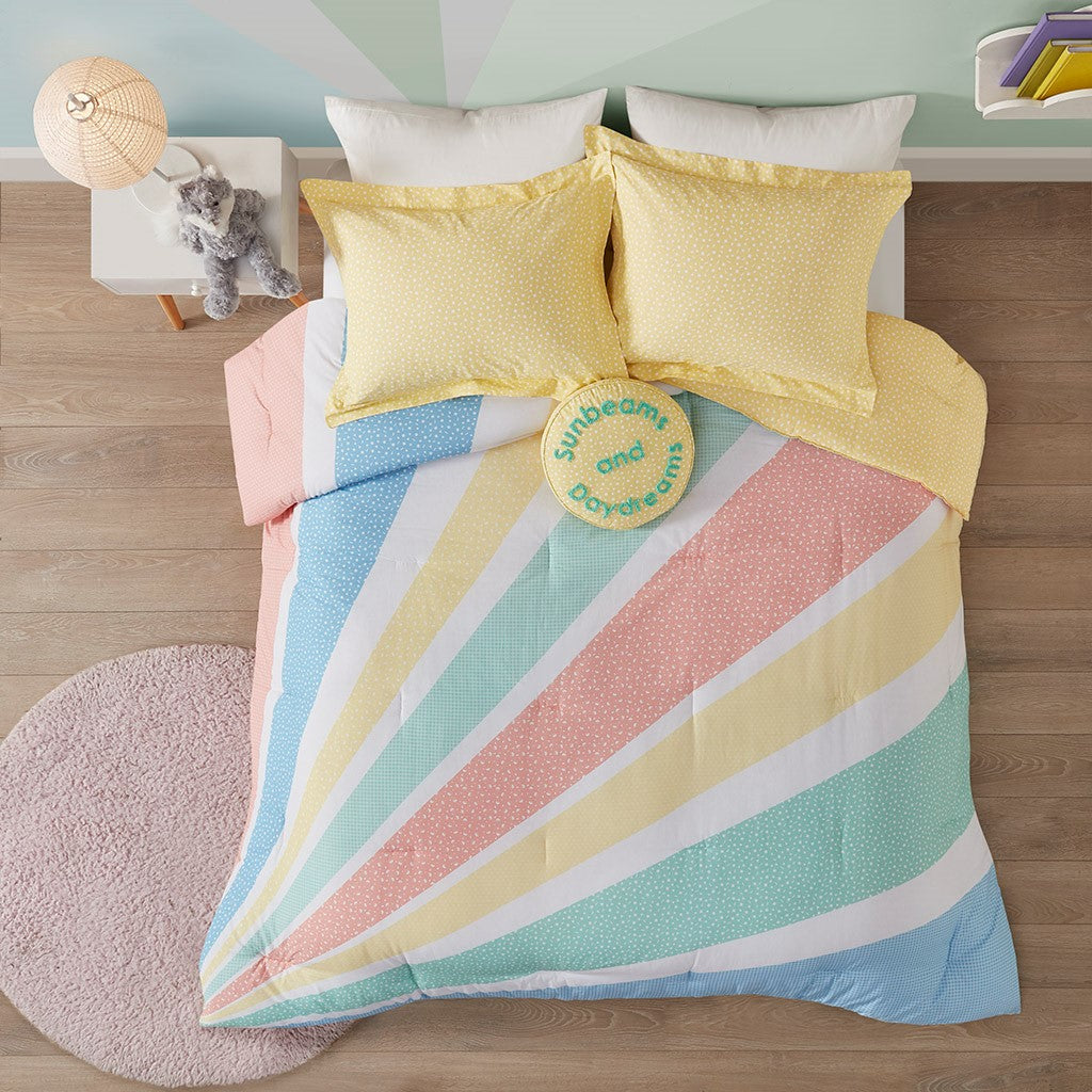 Rainbow Sunburst Reversible Cotton Comforter Set