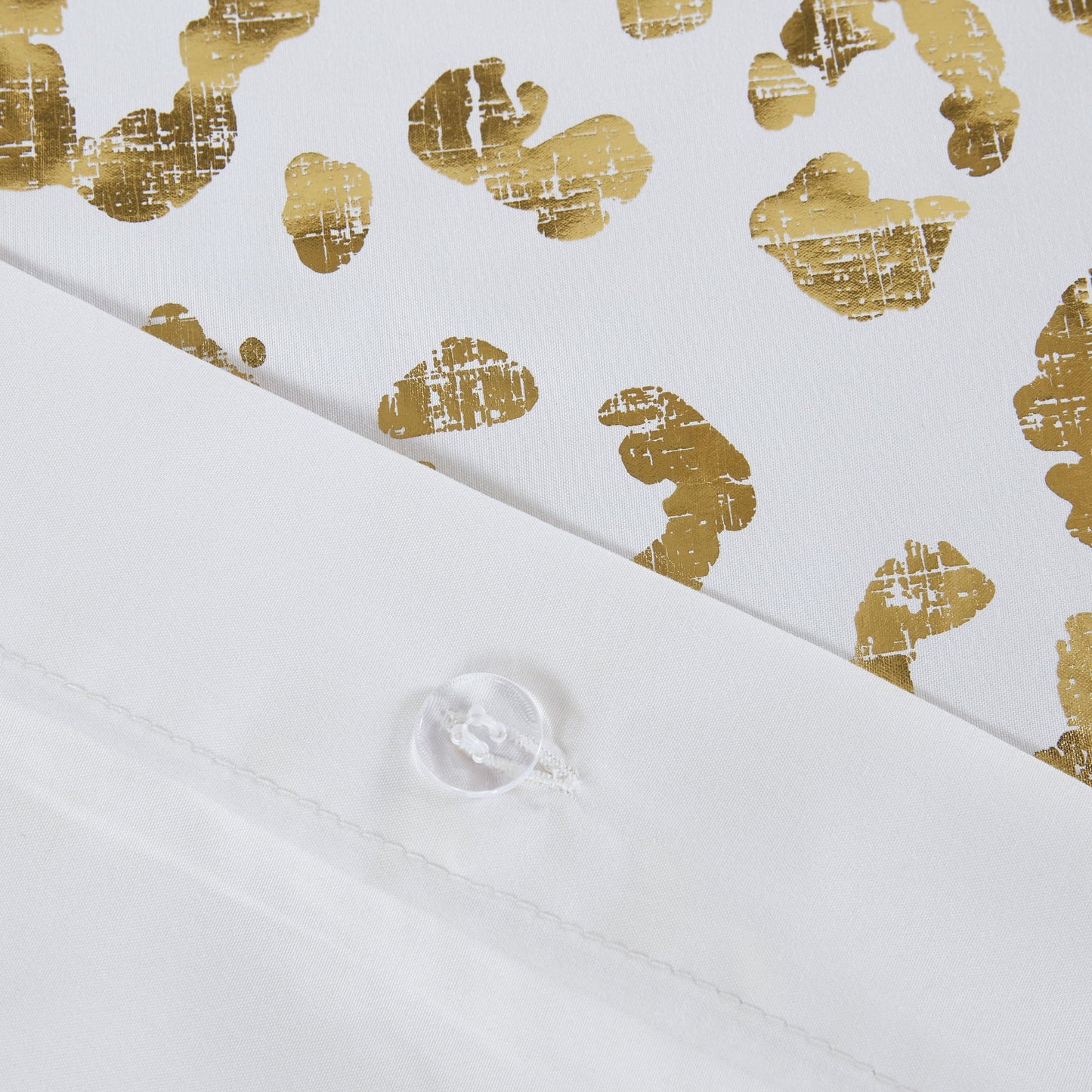 4 Piece Gold Metallic Leopard Printed Duvet Cover Set, Ivory/Gold, Twin/Twin-XL