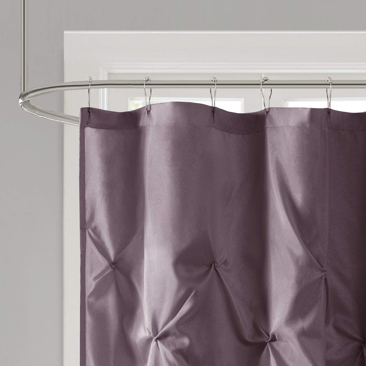 Shower Curtain Faux Satin Bath Curtain with 12 Button Holes Lightweight Bathroom Curtain Decor