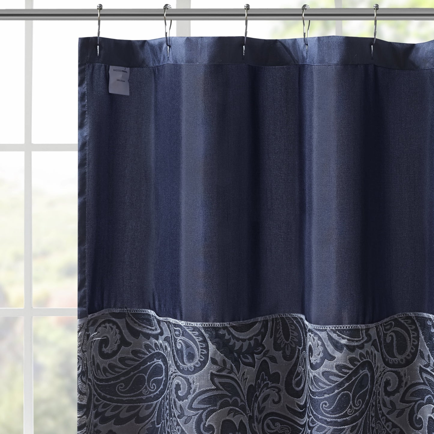 Shower Curtain Traditional Jacquard Bath Curtain with 12 Button Holes