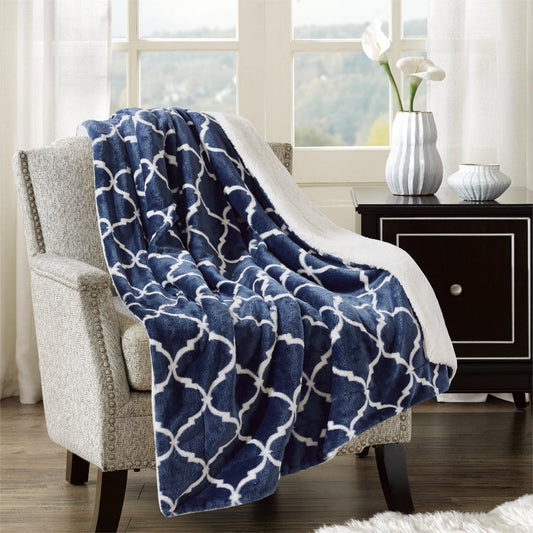 Throw Reversible Bedding Blanket Fleece Cozy Soft