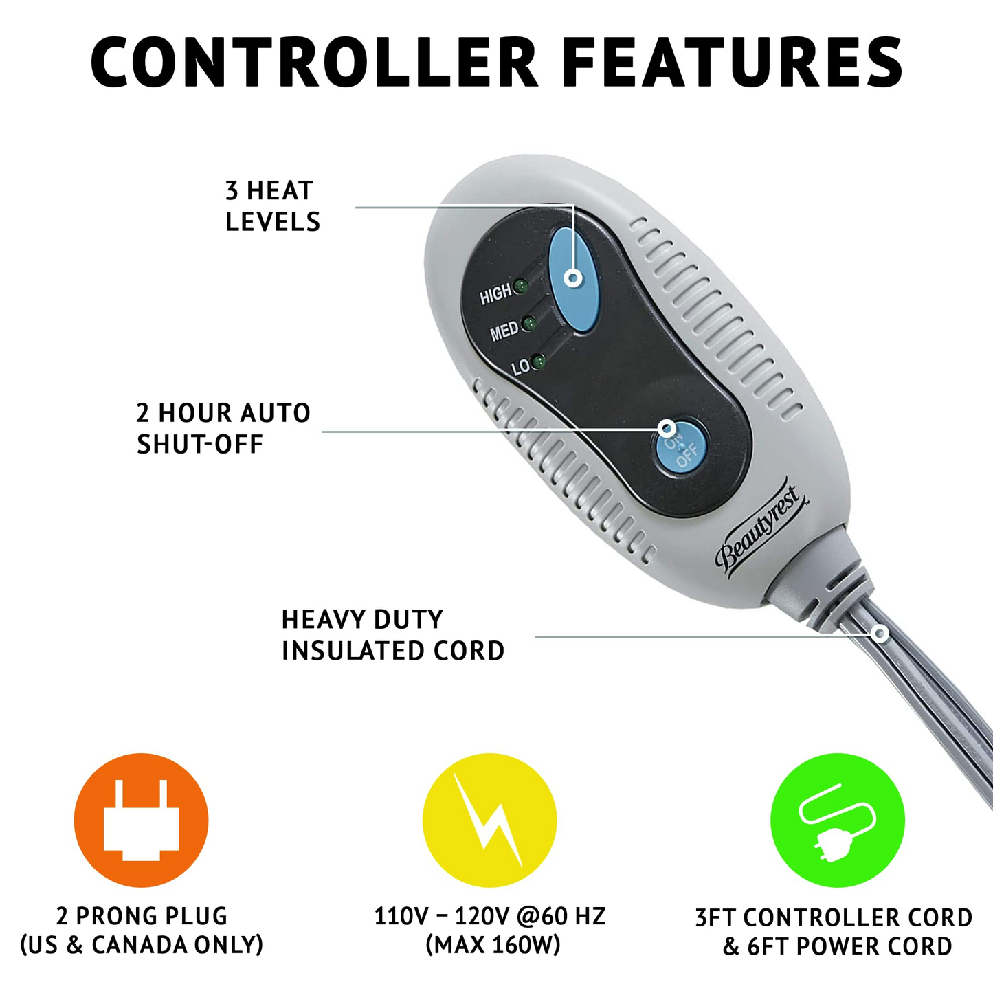 Electric Brushed Long Faux Fur Throw Heated Blanket