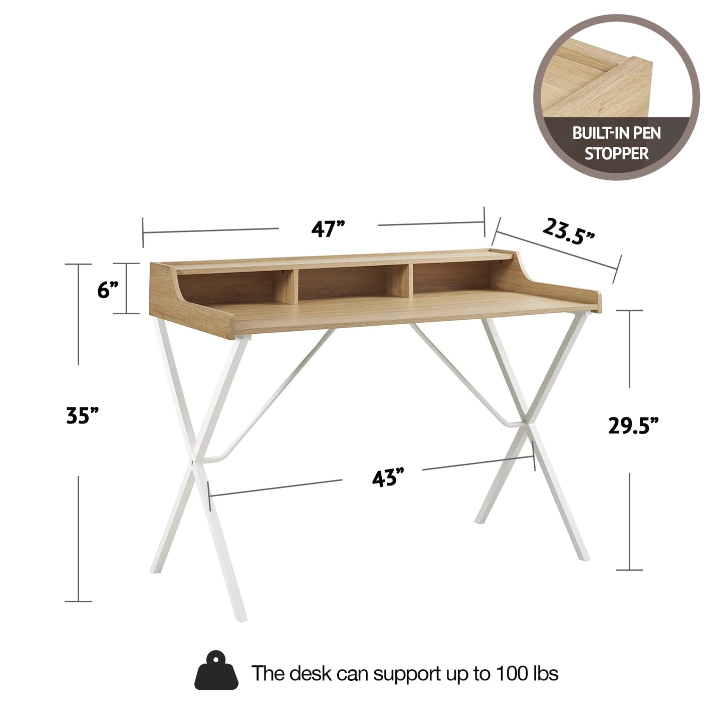 Modern Student Rectangular Writing Desk