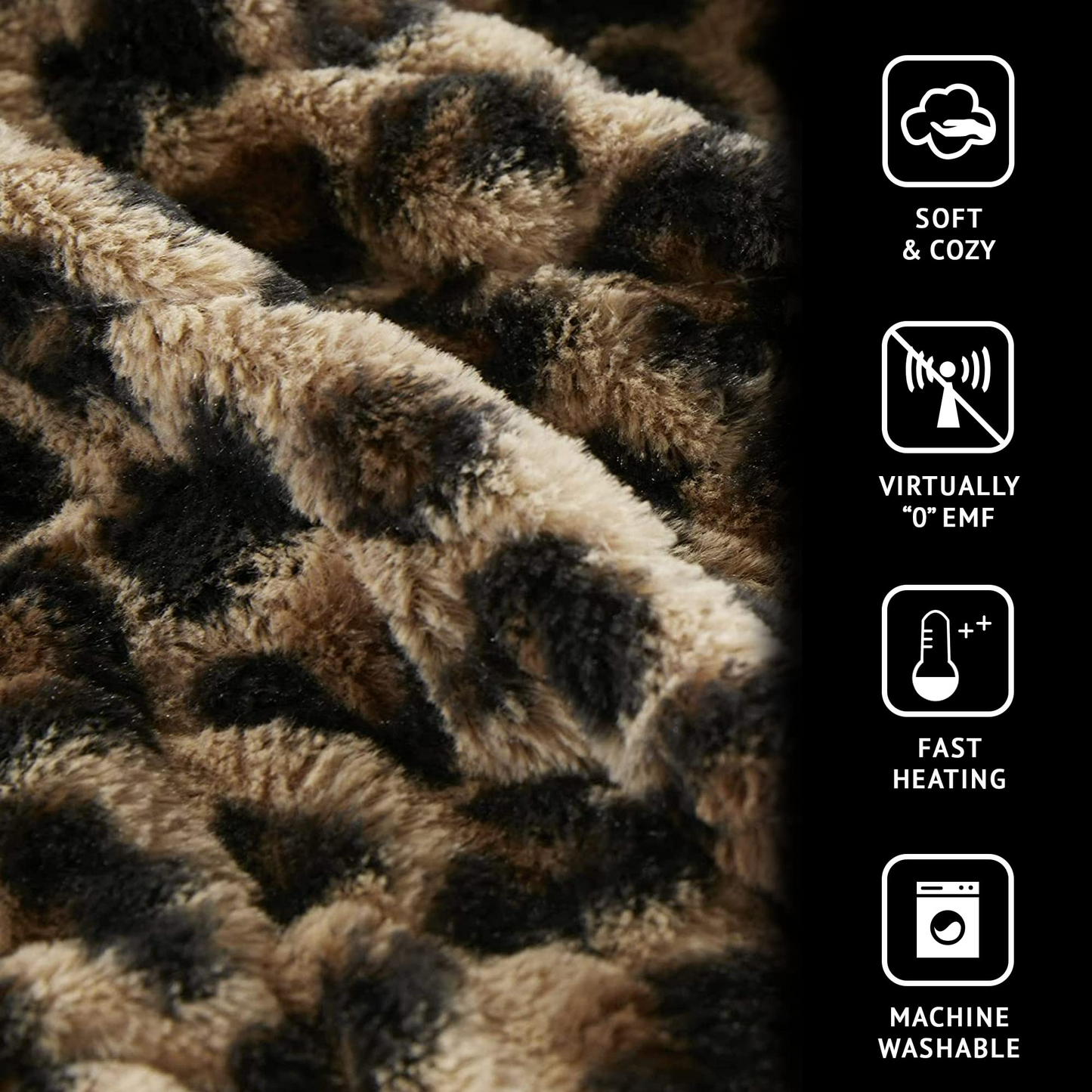 Electric Brushed Long Faux Fur Throw Heated Blanket
