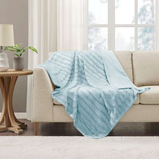 Polyester Brushed Long Fur Knitted Throw
