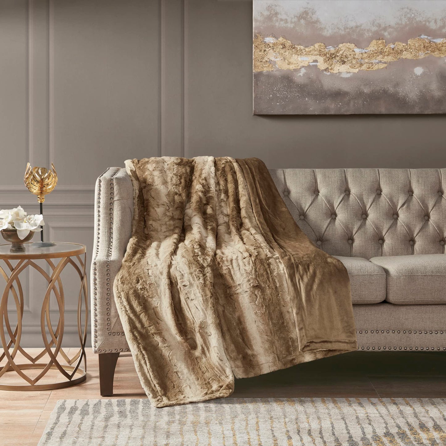Oversized Long Faux Fur Soft Throw Blanket for Bed Sofa Couch