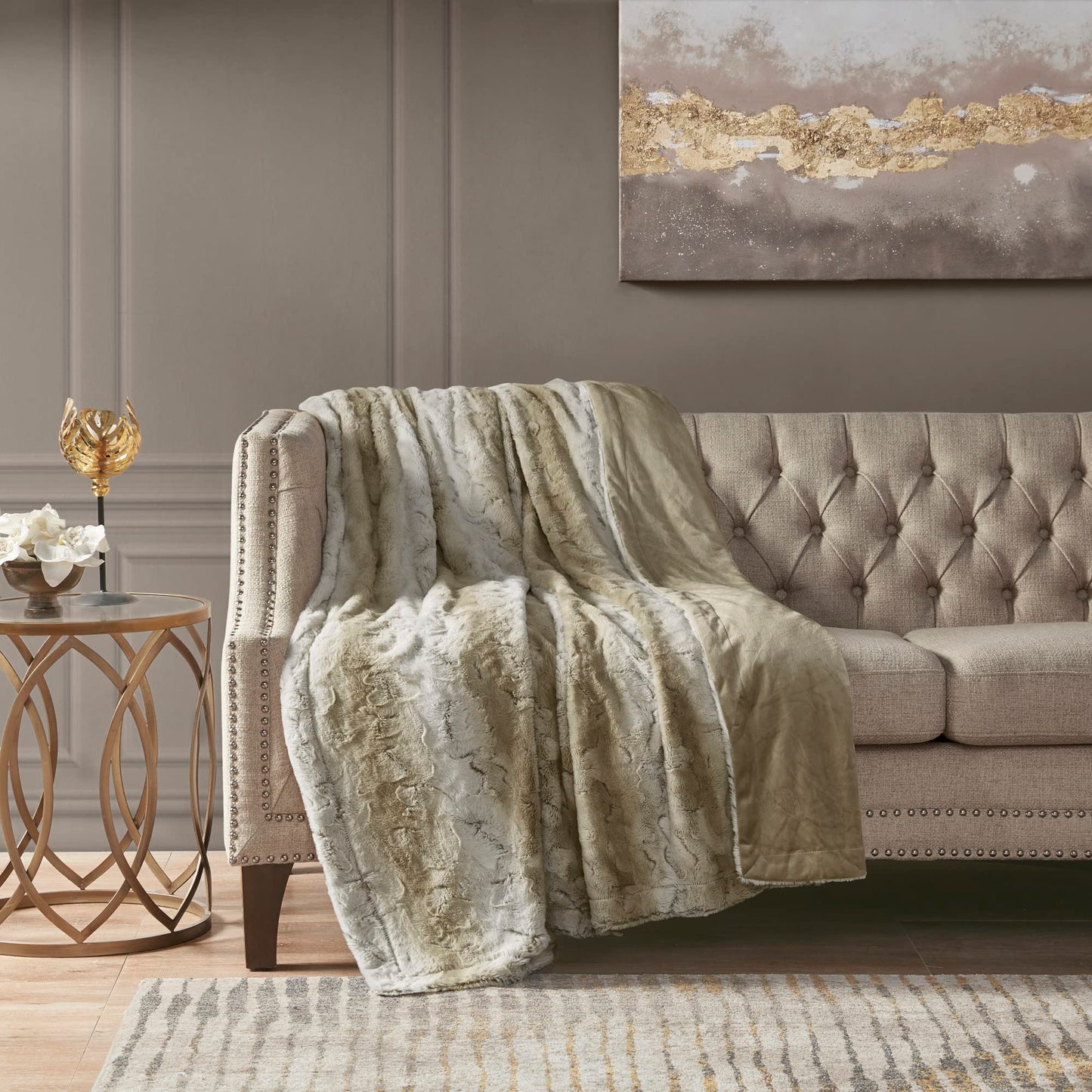 Oversized Long Faux Fur Soft Throw Blanket for Bed Sofa Couch