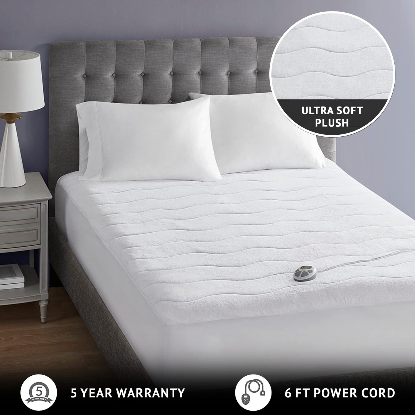 Plush Top Heated Electric Mattress Pad