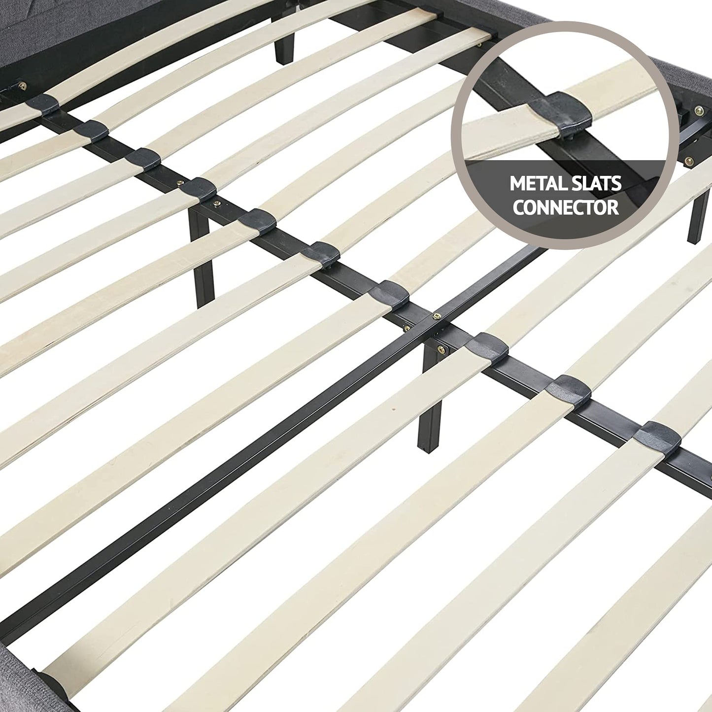 Queen Size Bed Frame with Headboard Tufted Upholstered Platform Bed