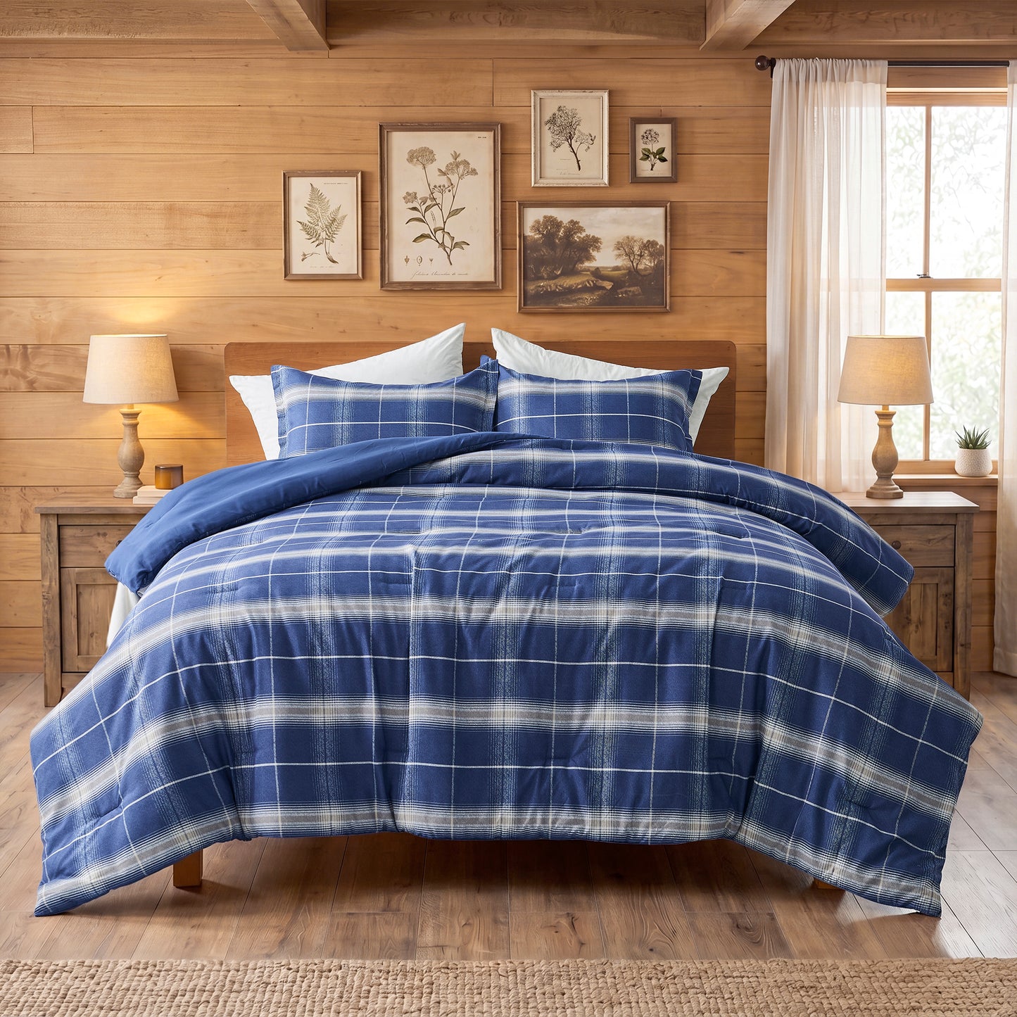 Plaid Reversible Comforter Sets with Pillow Shams