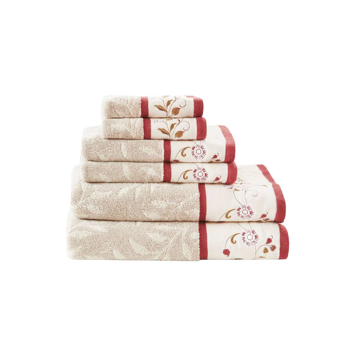Floral Embroidered Cotton Jacquard Towel Set
