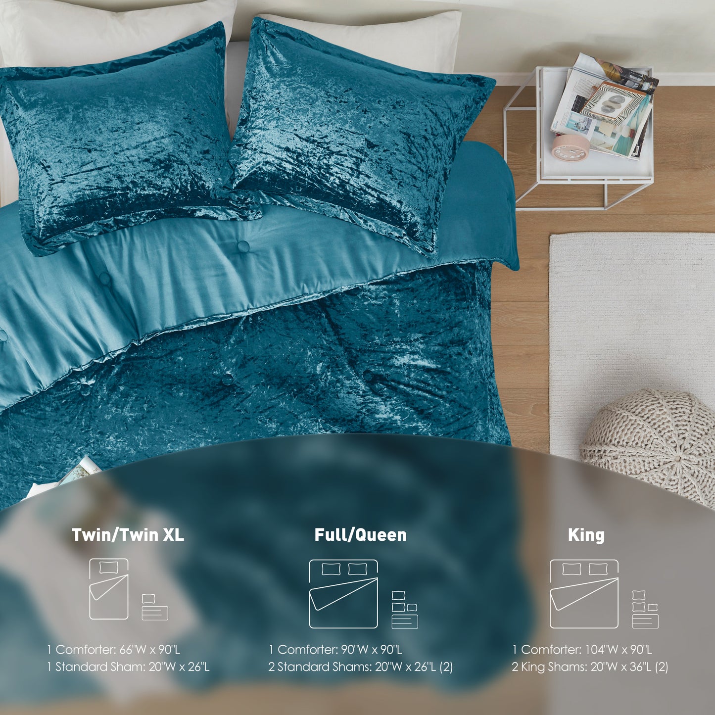 Crushed Velvet Comforter Set, Round Quilting