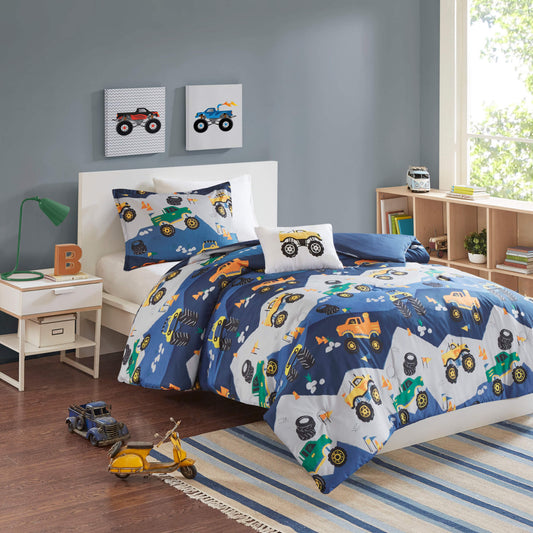 Nash Monster Truck Comforter Set with Decor Pillow