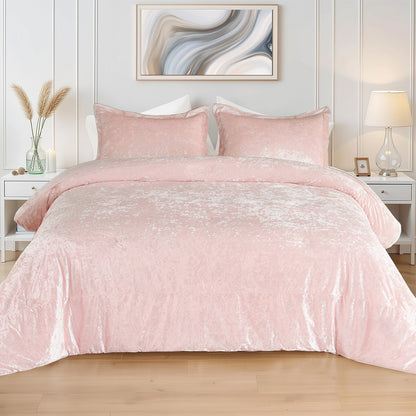 Crushed Velvet Comforter Set, Round Quilting