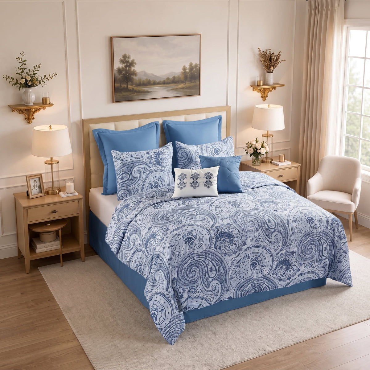 Kamira Cotton Paisley Floral Reversible Comforter Set