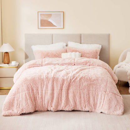 Solid Shaggy Long Fur Comforter Mini Set