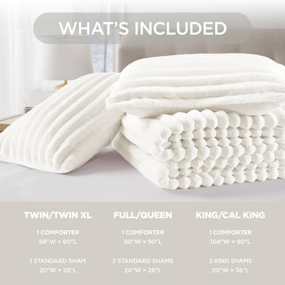 Fluffy Ribbed Plush Comforter Bedding Set