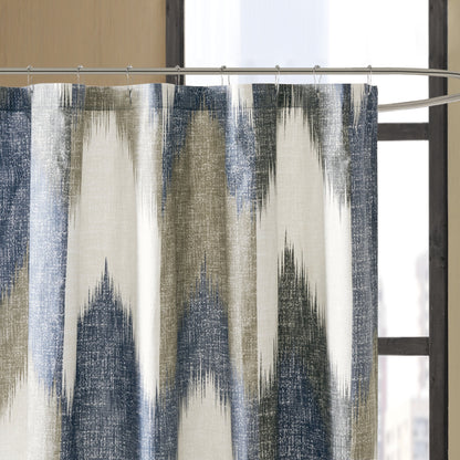Chevron Shower Curtain 100% Cotton Bathroom Curtain with 12 Button Holes