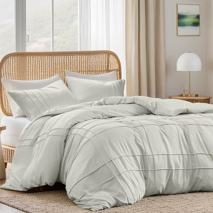 Soft Washed Pleated Duvet Cover Set