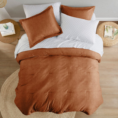 Chambray Print Microfiber Comforter Set with Bed Sheets